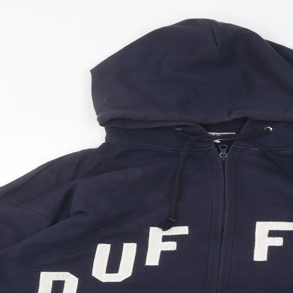 Duffer Mens Blue High Neck Polyester Full Zip Jumper Size L