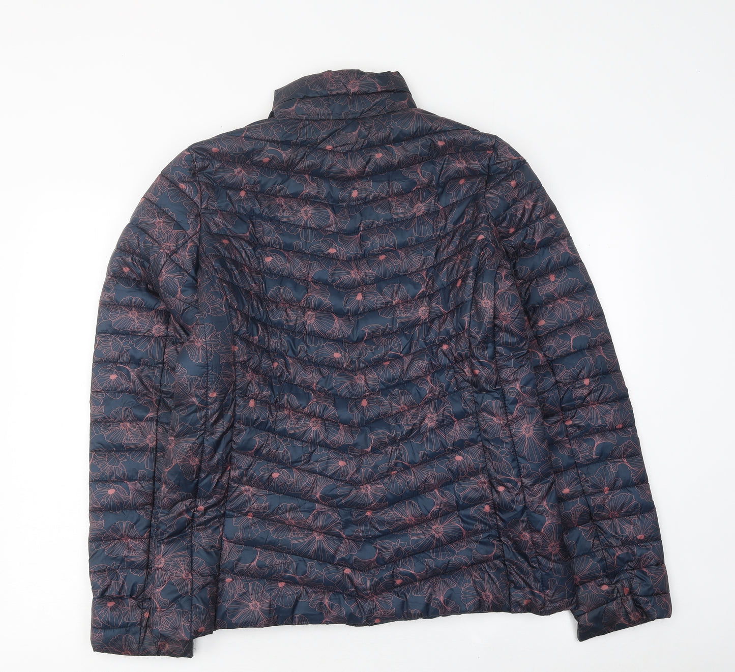 ESMARA Womens Blue Floral Puffer Jacket Coat Size 12 Zip