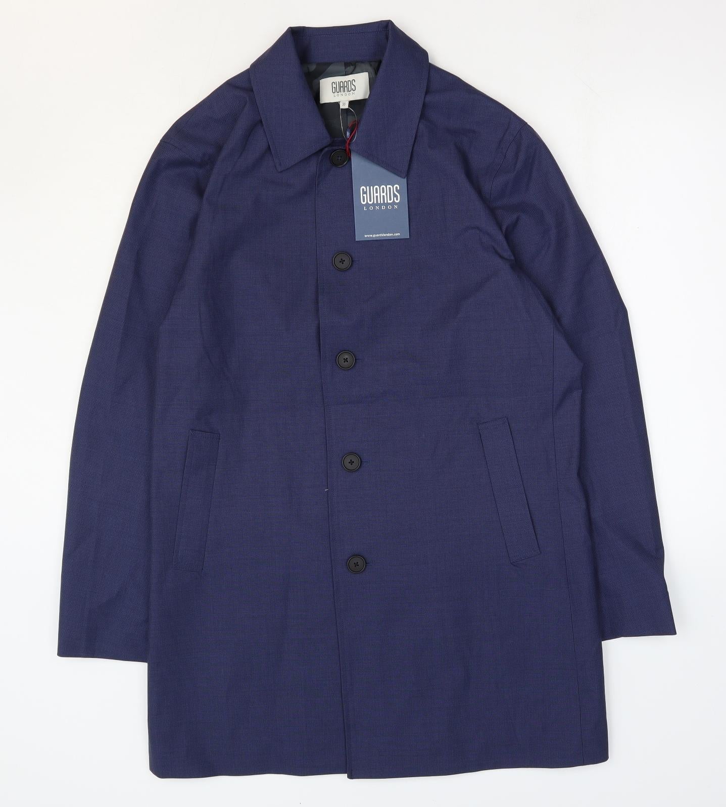 Guards London Mens Blue Overcoat Coat Size 38 Button