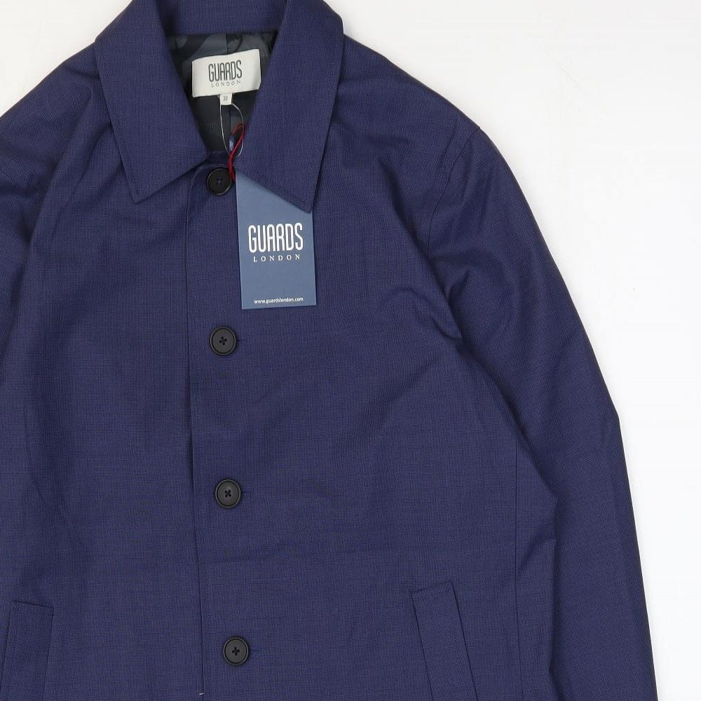 Guards London Mens Blue Overcoat Coat Size 38 Button