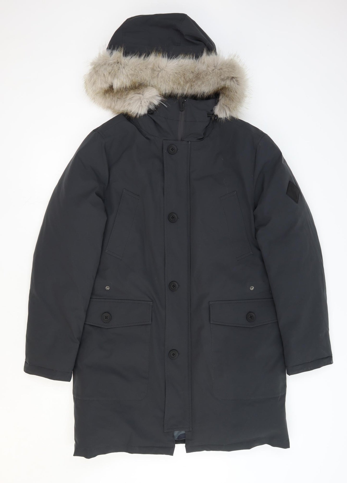 Guards London Mens Grey Parka Coat Size 38 Zip