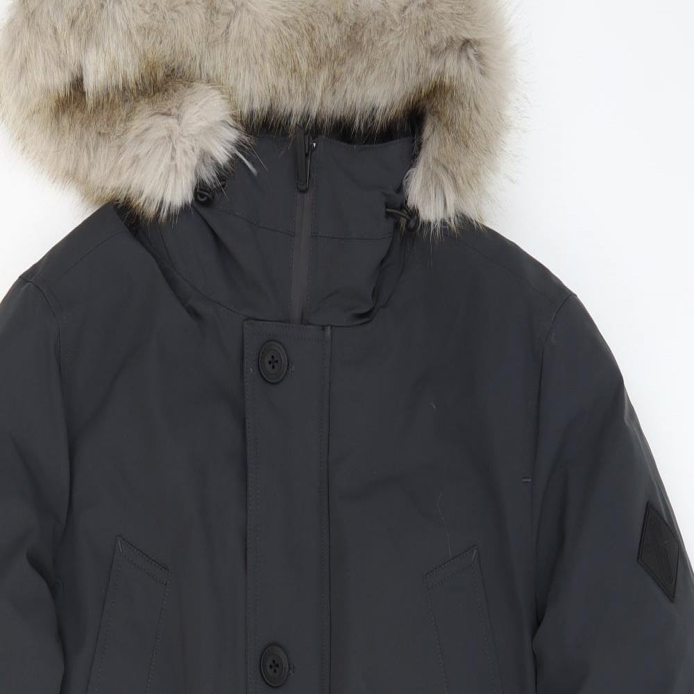 Guards London Mens Grey Parka Coat Size 38 Zip