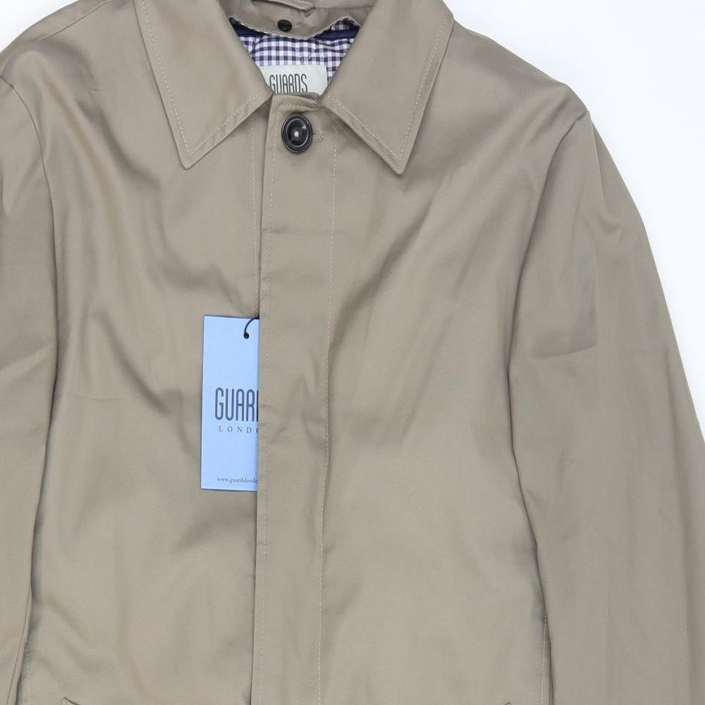 Guards London Mens Beige Overcoat Coat Size 38 Button - Tailored Fit