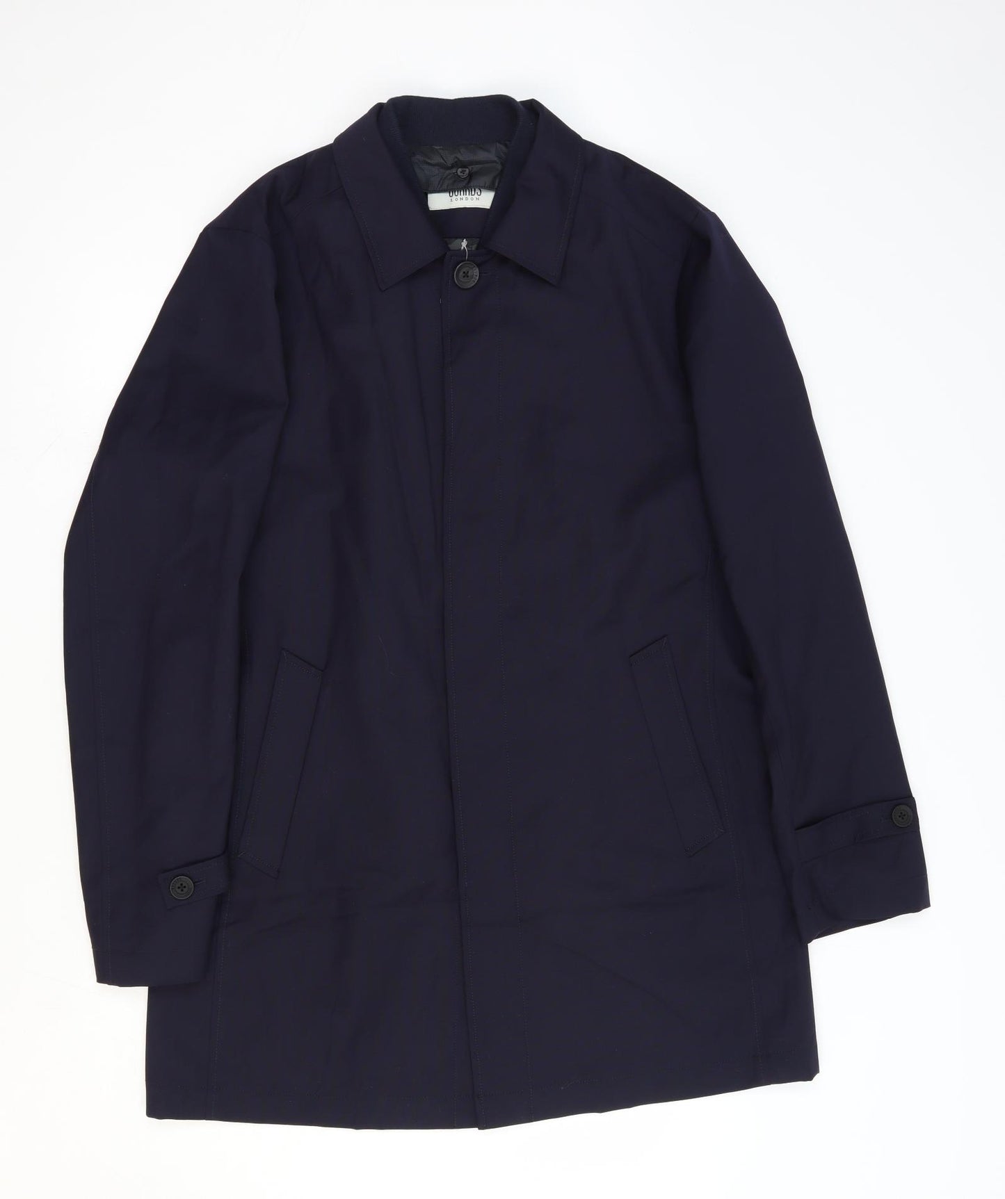 Guards London Mens Blue Overcoat Coat Size 40 Zip - Thinsulate Lining