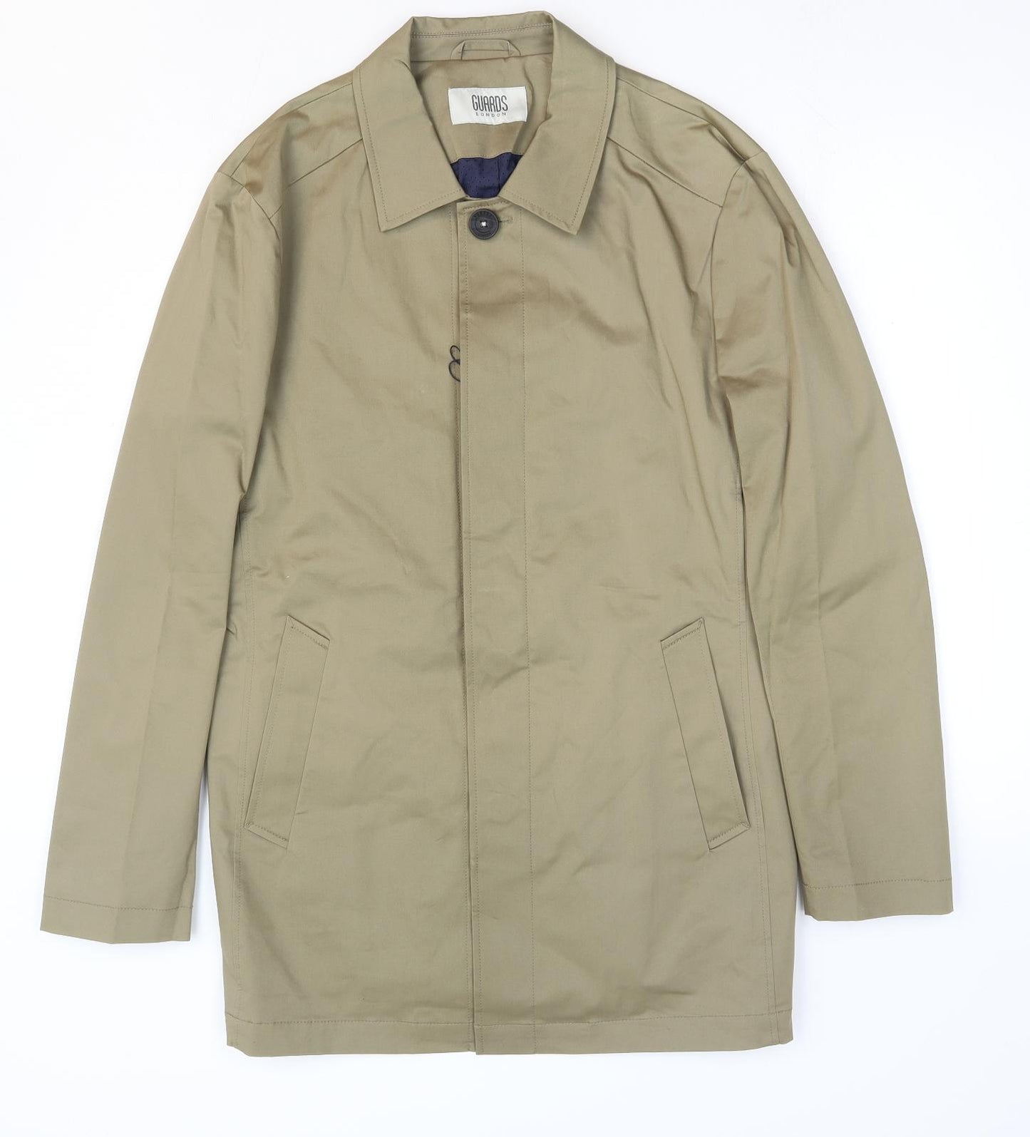 Guards London Mens Beige Overcoat Coat Size 38 Button - Tailored Fit