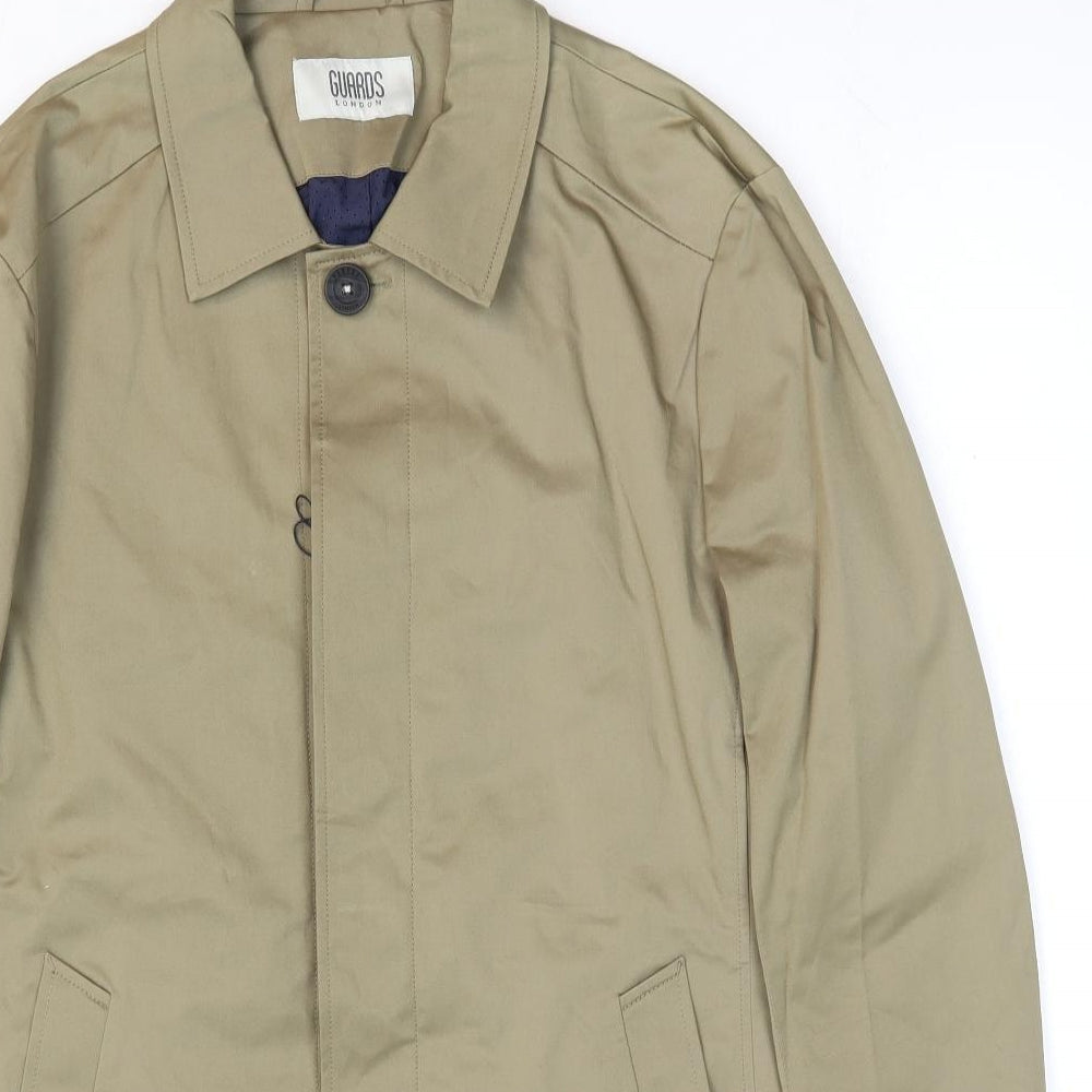 Guards London Mens Beige Overcoat Coat Size 38 Button - Tailored Fit