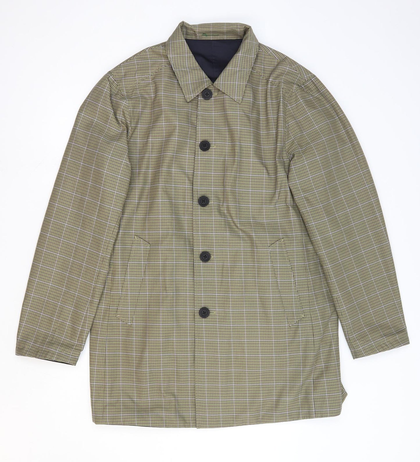 Guards London Mens Beige Plaid Overcoat Coat Size 40 Button