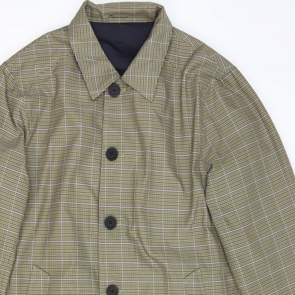 Guards London Mens Beige Plaid Overcoat Coat Size 40 Button