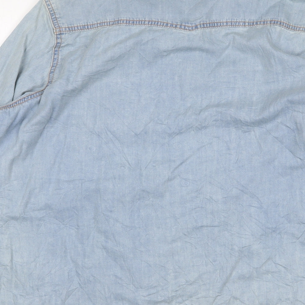 Marks and Spencer Womens Blue 100% Cotton Basic Button-Up Size 16 Collared