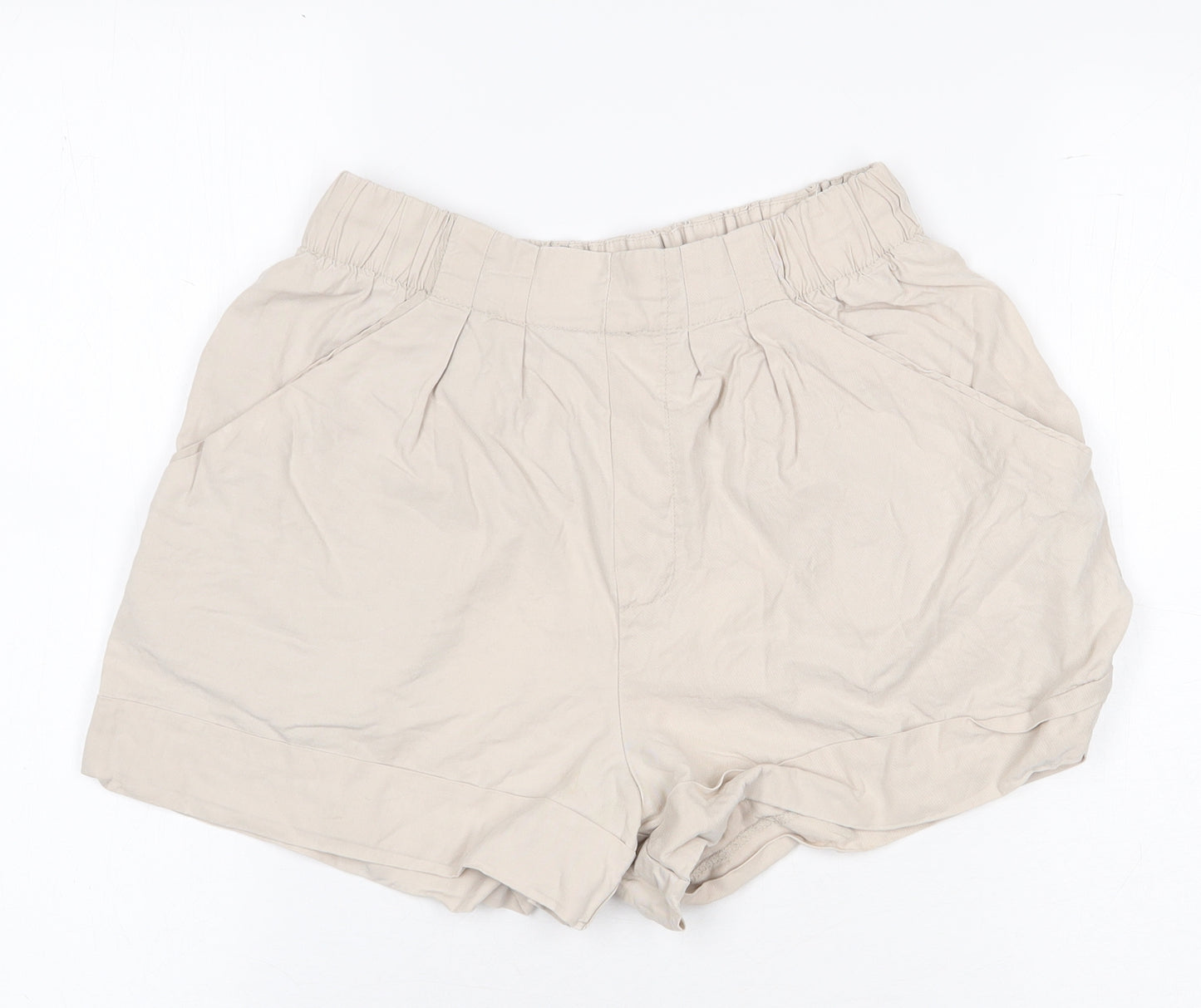 Zara Womens Beige Lyocell Cargo Shorts Size XS Regular Pull On