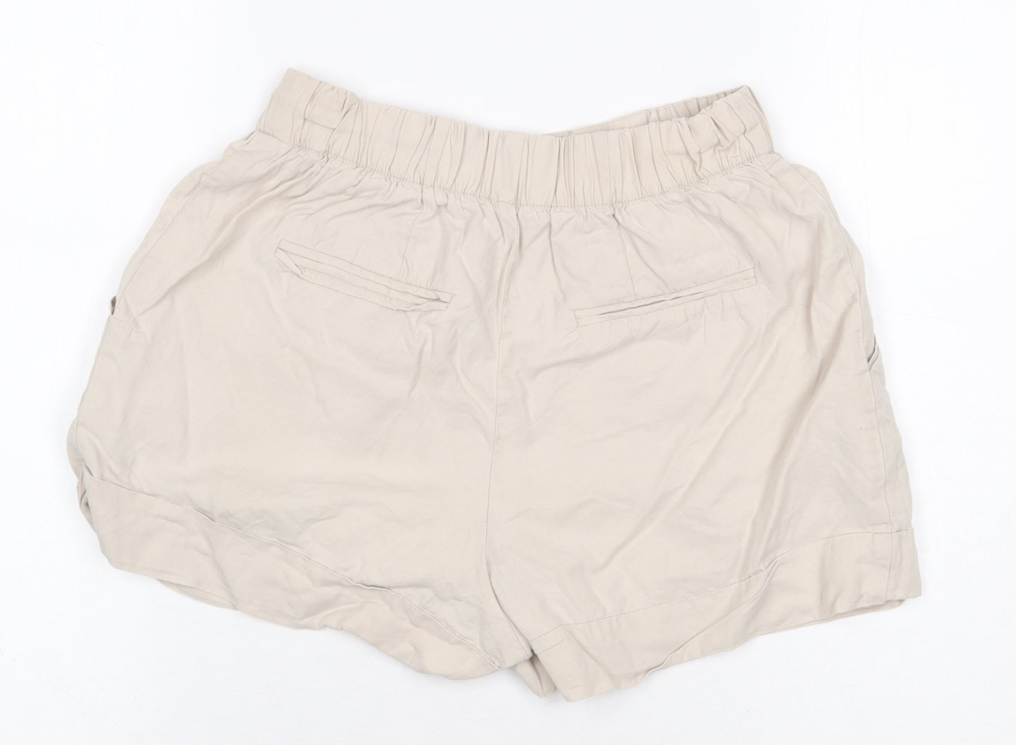 Zara Womens Beige Lyocell Cargo Shorts Size XS Regular Pull On
