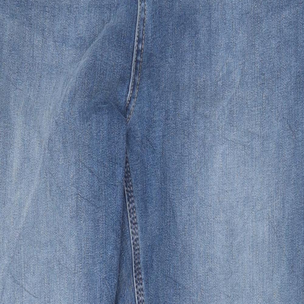Marks and Spencer Womens Blue Cotton Straight Jeans Size 14 L28 in Regular Zip