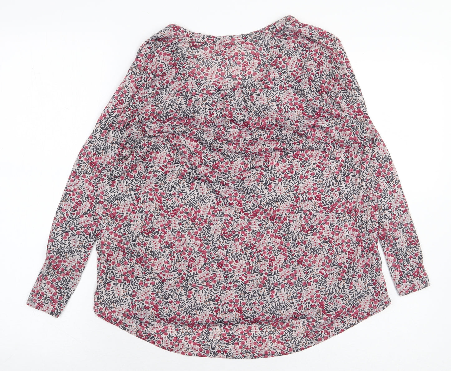 H&M Womens Pink Floral Polyester Basic Blouse Size M V-Neck