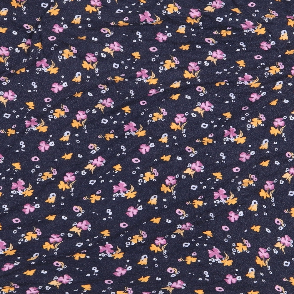 Marks and Spencer Womens Blue Floral Viscose Basic Blouse Size 24 Round Neck