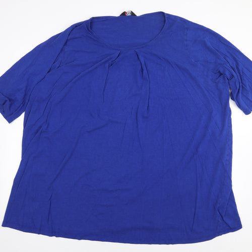 Yours Womens Blue Cotton Basic T-Shirt Size 30 Scoop Neck