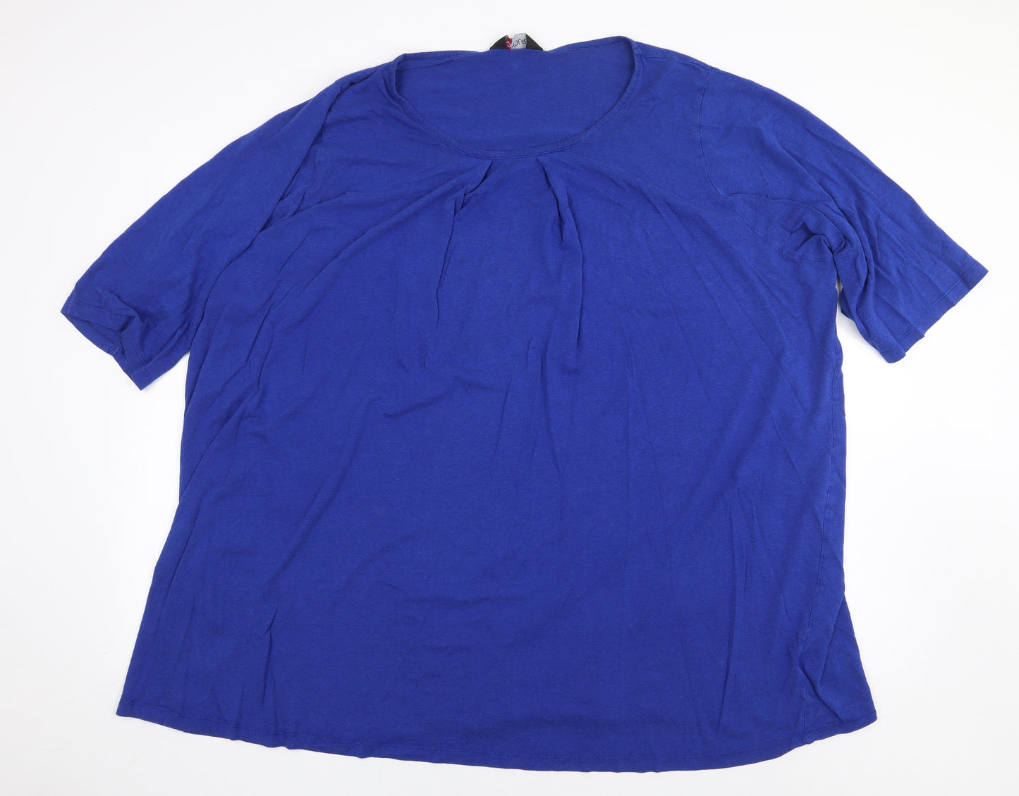 Yours Womens Blue Cotton Basic T-Shirt Size 30 Scoop Neck