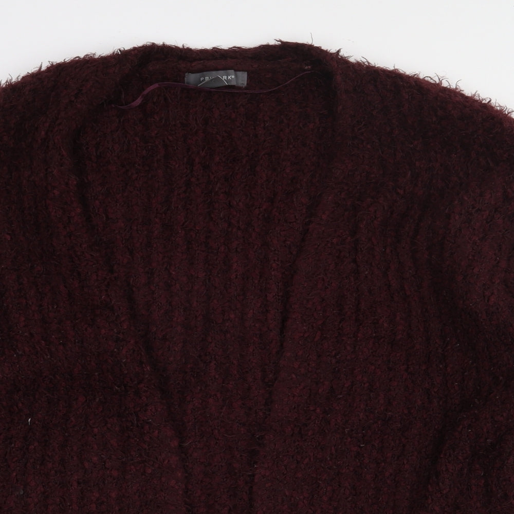 Primark Womens Red Round Neck Polyester Cardigan Jumper Size M