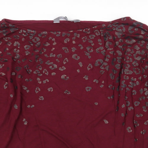 Principles Womens Red Geometric Viscose Basic T-Shirt Size XL Round Neck