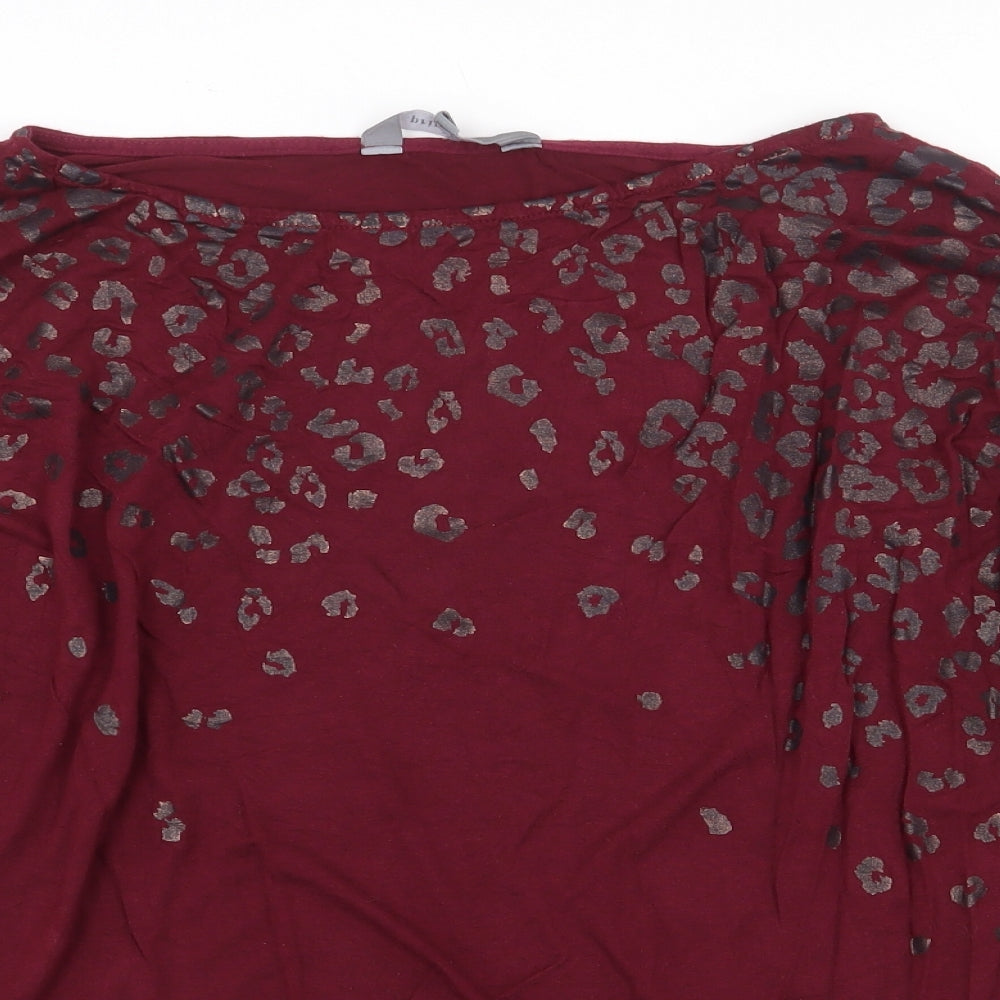 Principles Womens Red Geometric Viscose Basic T-Shirt Size XL Round Neck