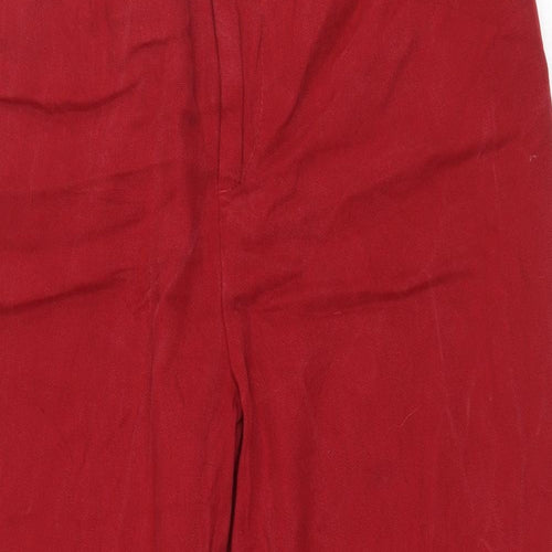 Zara Womens Red Lyocell Trousers Size XS L21 in Regular Zip