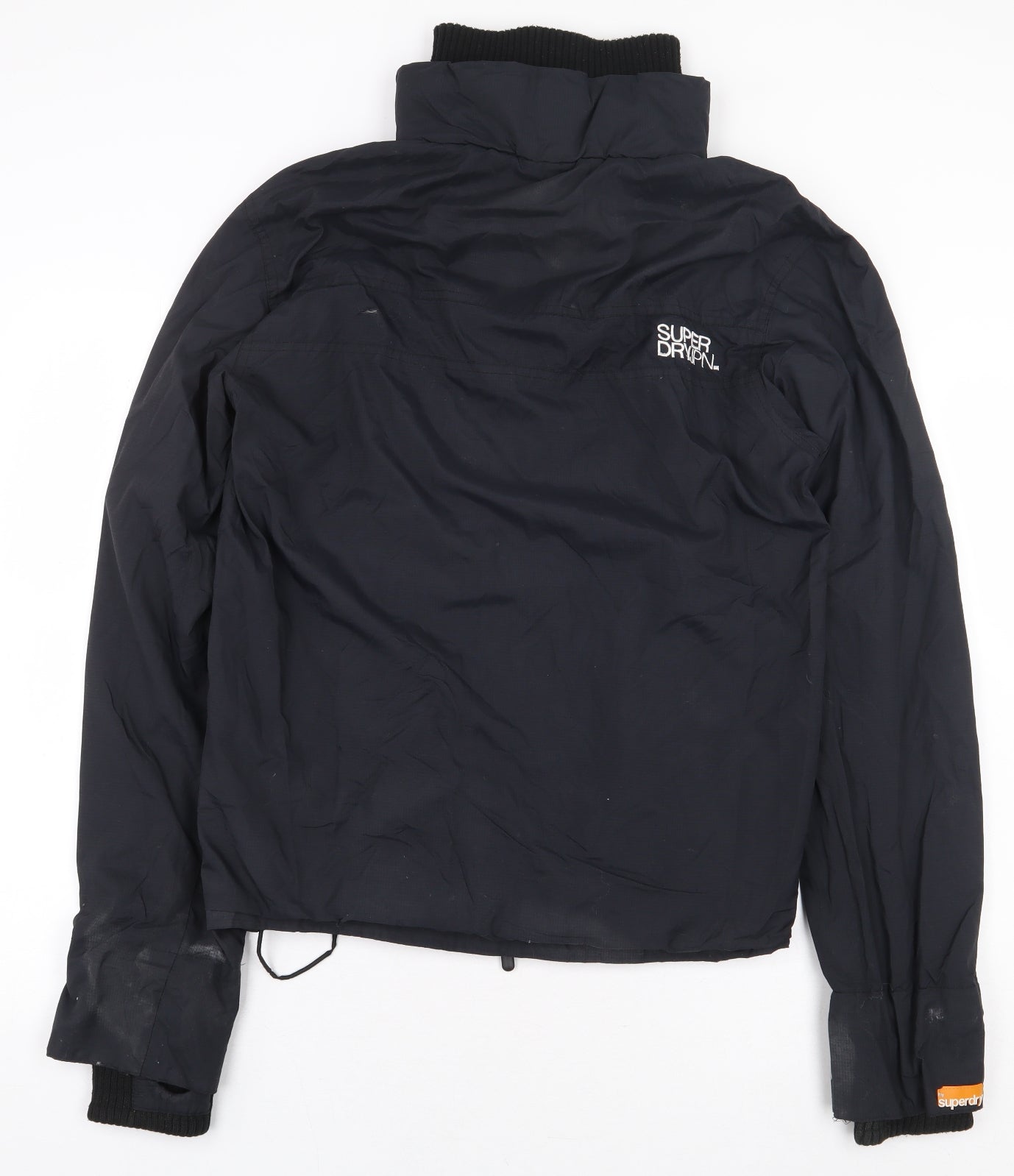 Superdry Mens Black Rain Coat Coat Size M Zip - High neck