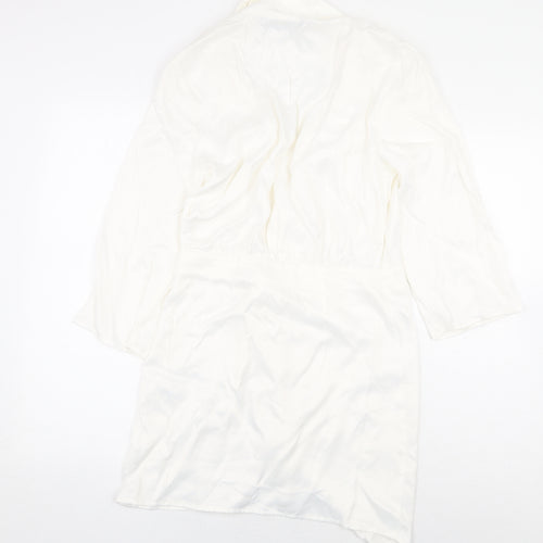 Zara Womens White Viscose Mini Size S Collared Button