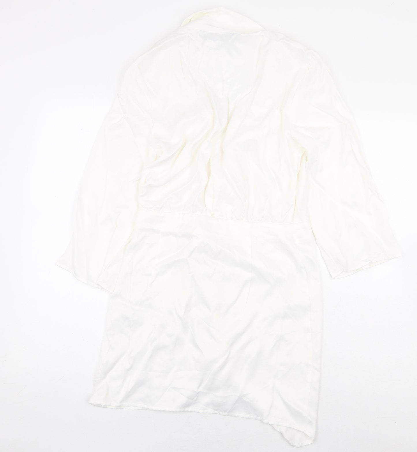 Zara Womens White Viscose Mini Size S Collared Button