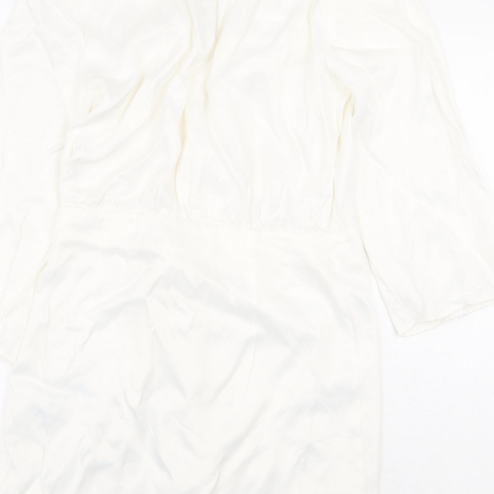 Zara Womens White Viscose Mini Size S Collared Button