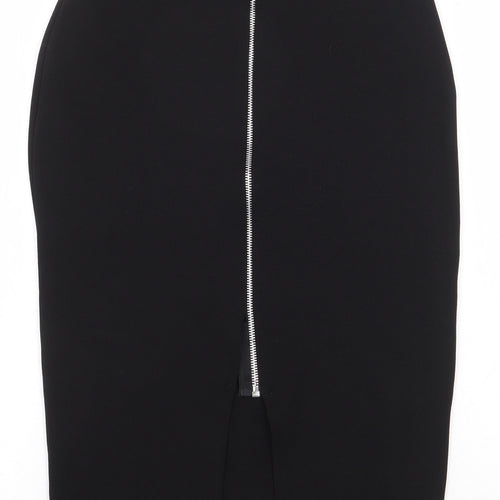 Select Womens Black Polyester Straight & Pencil Skirt Size 6 Zip - Front Slit