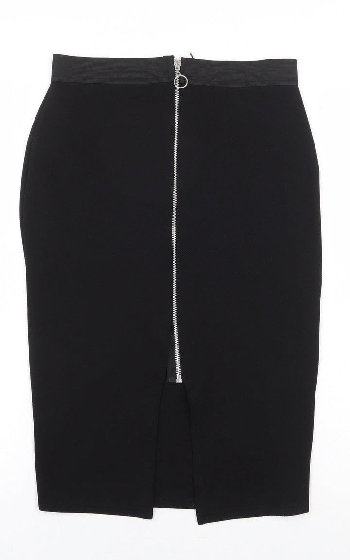 Select Womens Black Polyester Straight & Pencil Skirt Size 6 Zip - Front Slit