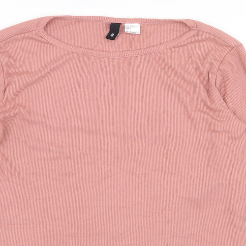 H&M Womens Pink Polyester Cropped T-Shirt Size S Round Neck