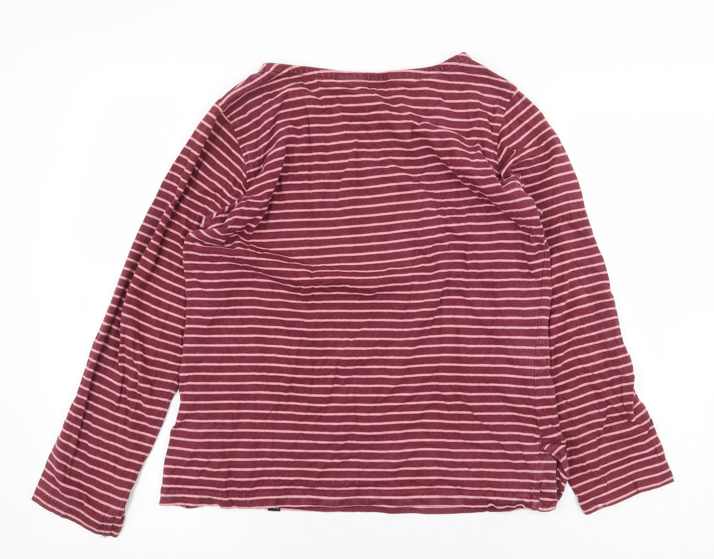 Regatta Womens Red Striped Cotton Basic T-Shirt Size 14 Round Neck