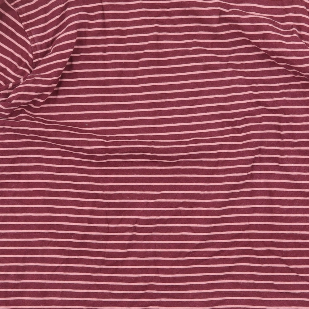 Regatta Womens Red Striped Cotton Basic T-Shirt Size 14 Round Neck