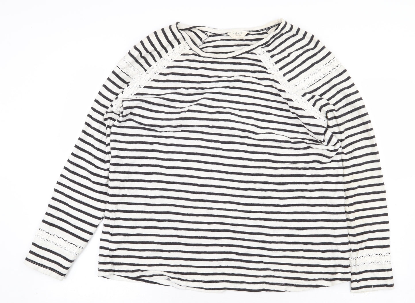 Falmers Heritage Womens White Striped 100% Cotton Pullover Sweatshirt Size 18 Pullover