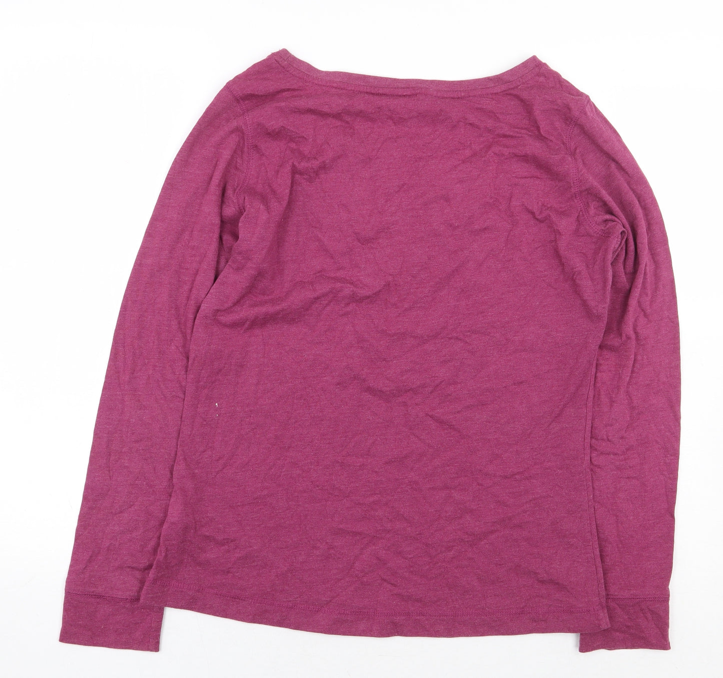 Animal Womens Purple Cotton Basic T-Shirt Size 14 Round Neck