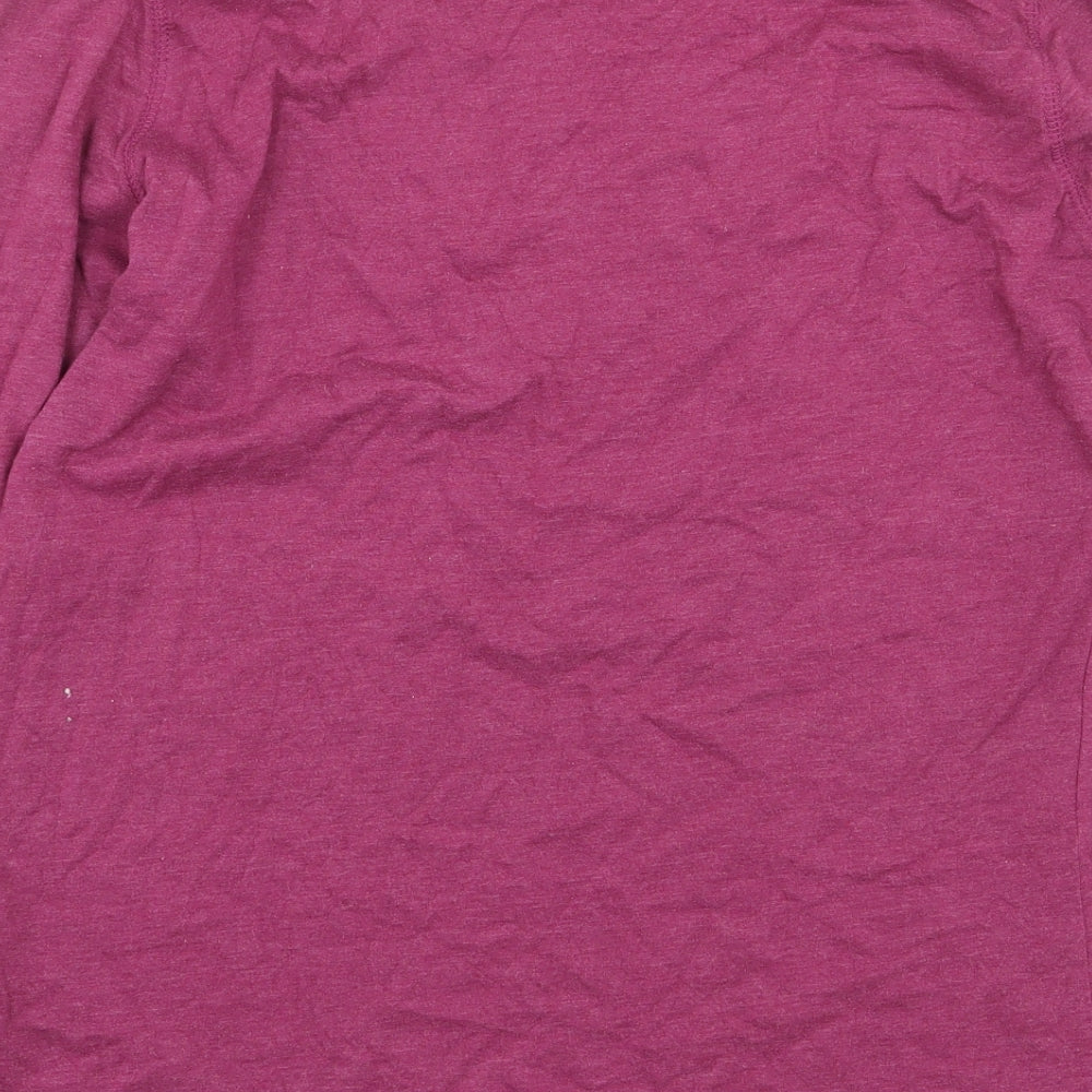 Animal Womens Purple Cotton Basic T-Shirt Size 14 Round Neck