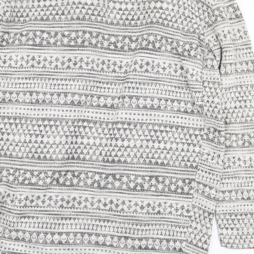New Look Womens Grey Round Neck Geometric Polyester Cardigan Jumper Size 10