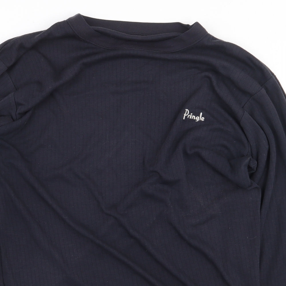 Pringle Mens Black Polyester T-Shirt Size L Round Neck
