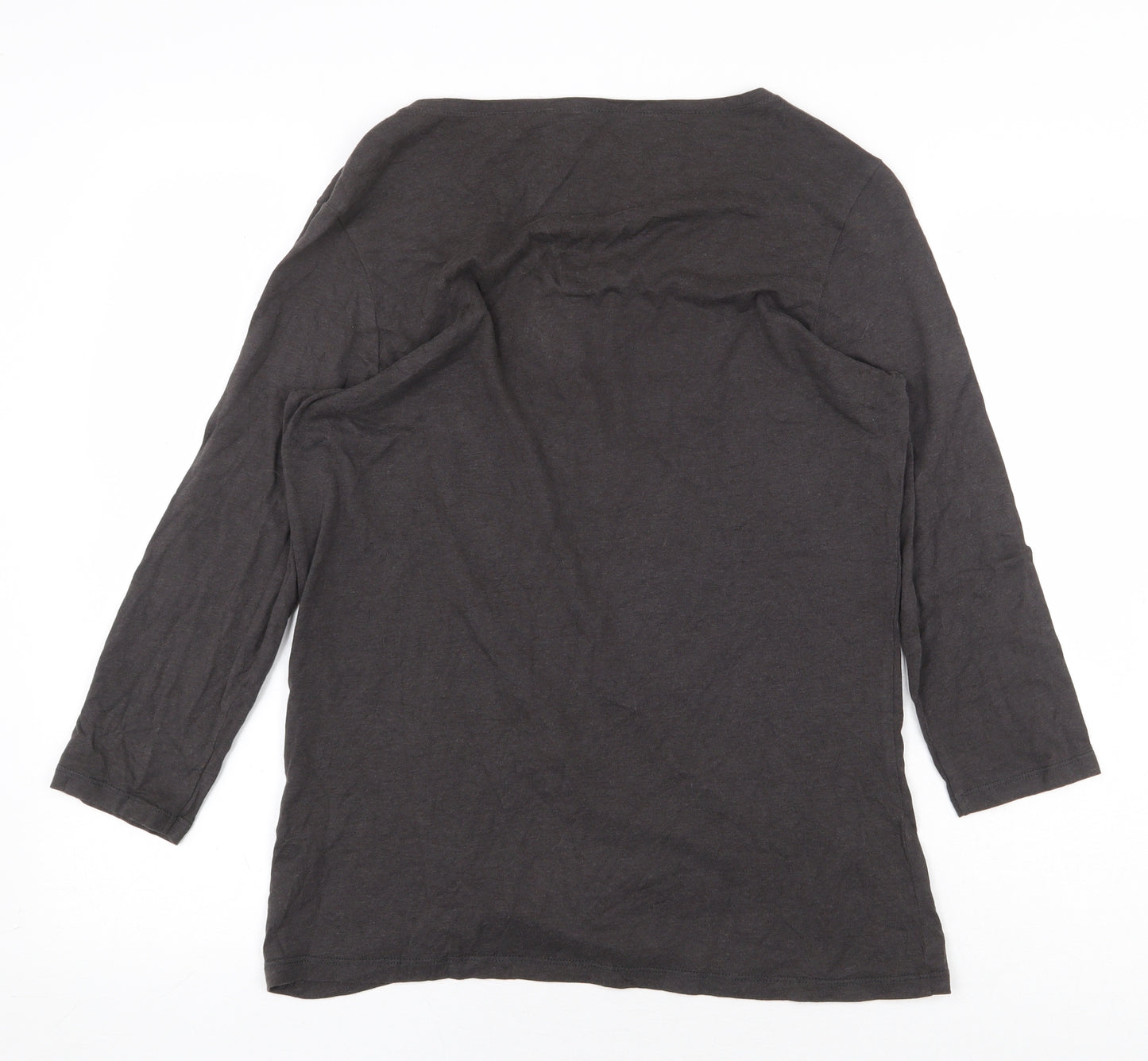Fat Face Womens Brown Cotton Basic T-Shirt Size 14 Boat Neck