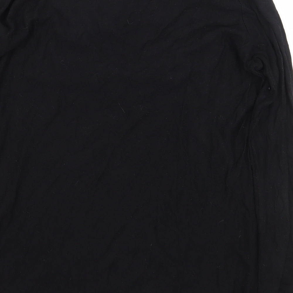 Zara Womens Black Cotton Basic T-Shirt Size L Boat Neck