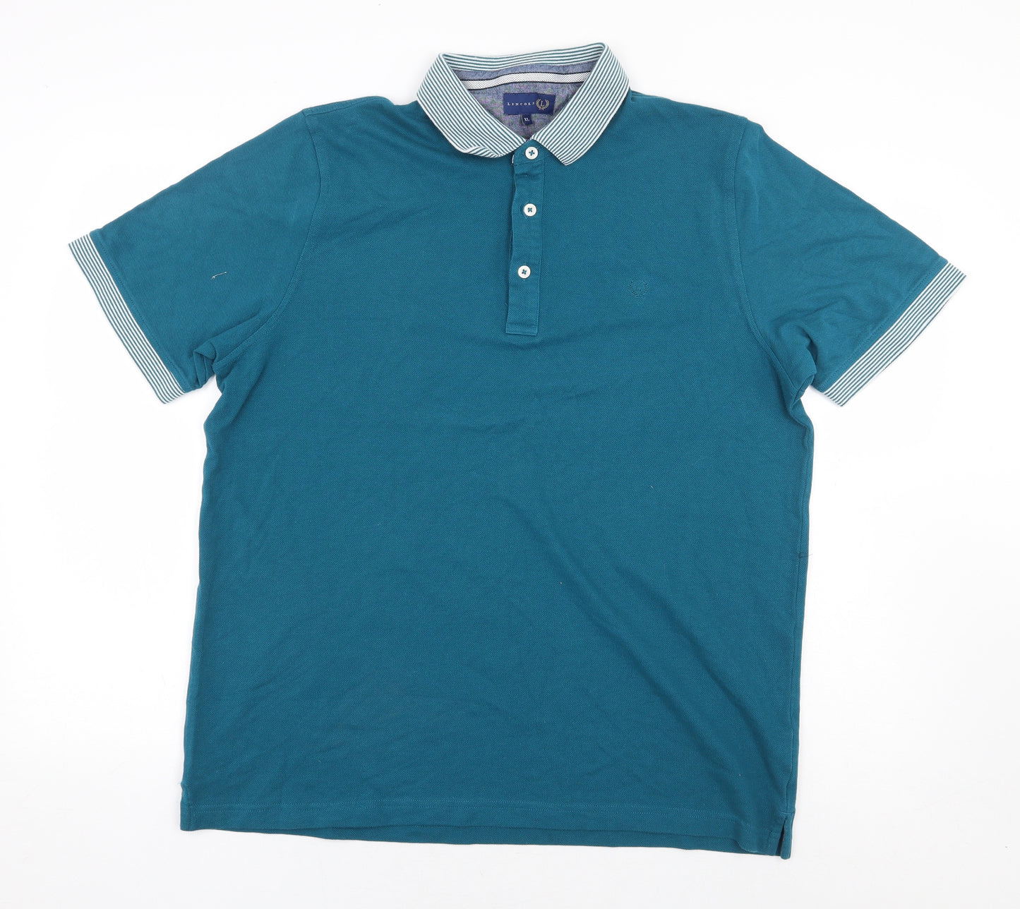 Lincoln Mens Green Cotton Polo Size XL Collared Button