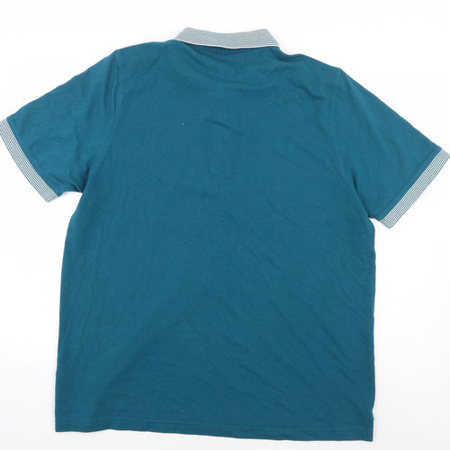Lincoln Mens Green Cotton Polo Size XL Collared Button