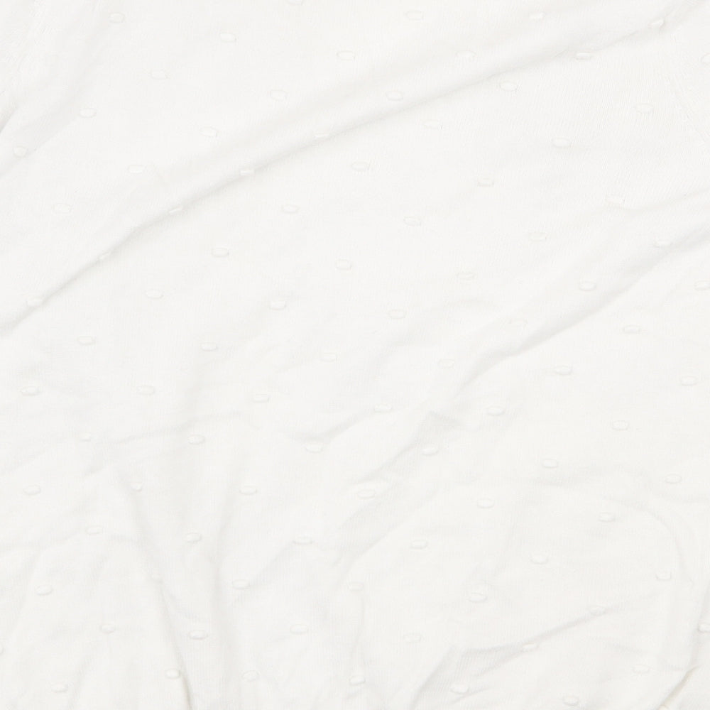 TU Womens White Polka Dot 100% Cotton Basic Blouse Size 12 Round Neck