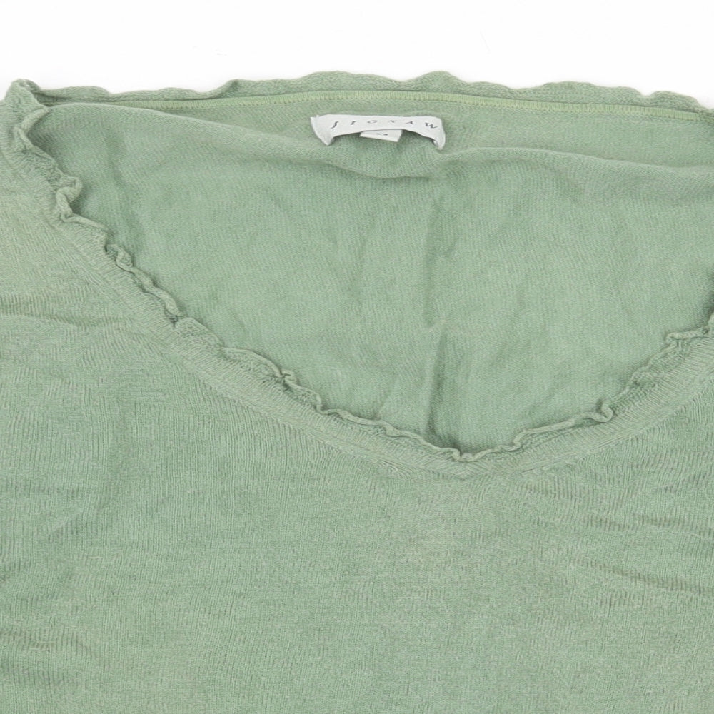 Jigsaw Womens Green Cotton Cropped Blouse Size M Scoop Neck