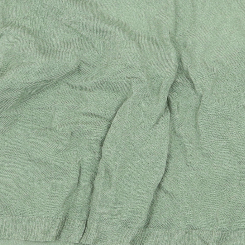Jigsaw Womens Green Cotton Cropped Blouse Size M Scoop Neck