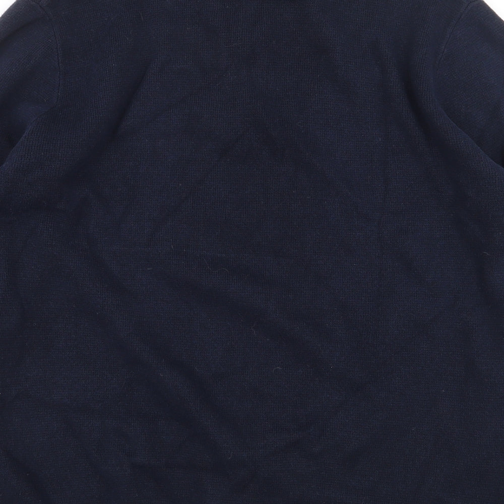 Kensington Mens Blue High Neck Cotton Pullover Jumper Size M