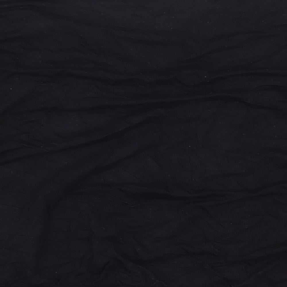 New Look Womens Black Viscose Cropped T-Shirt Size 12 V-Neck