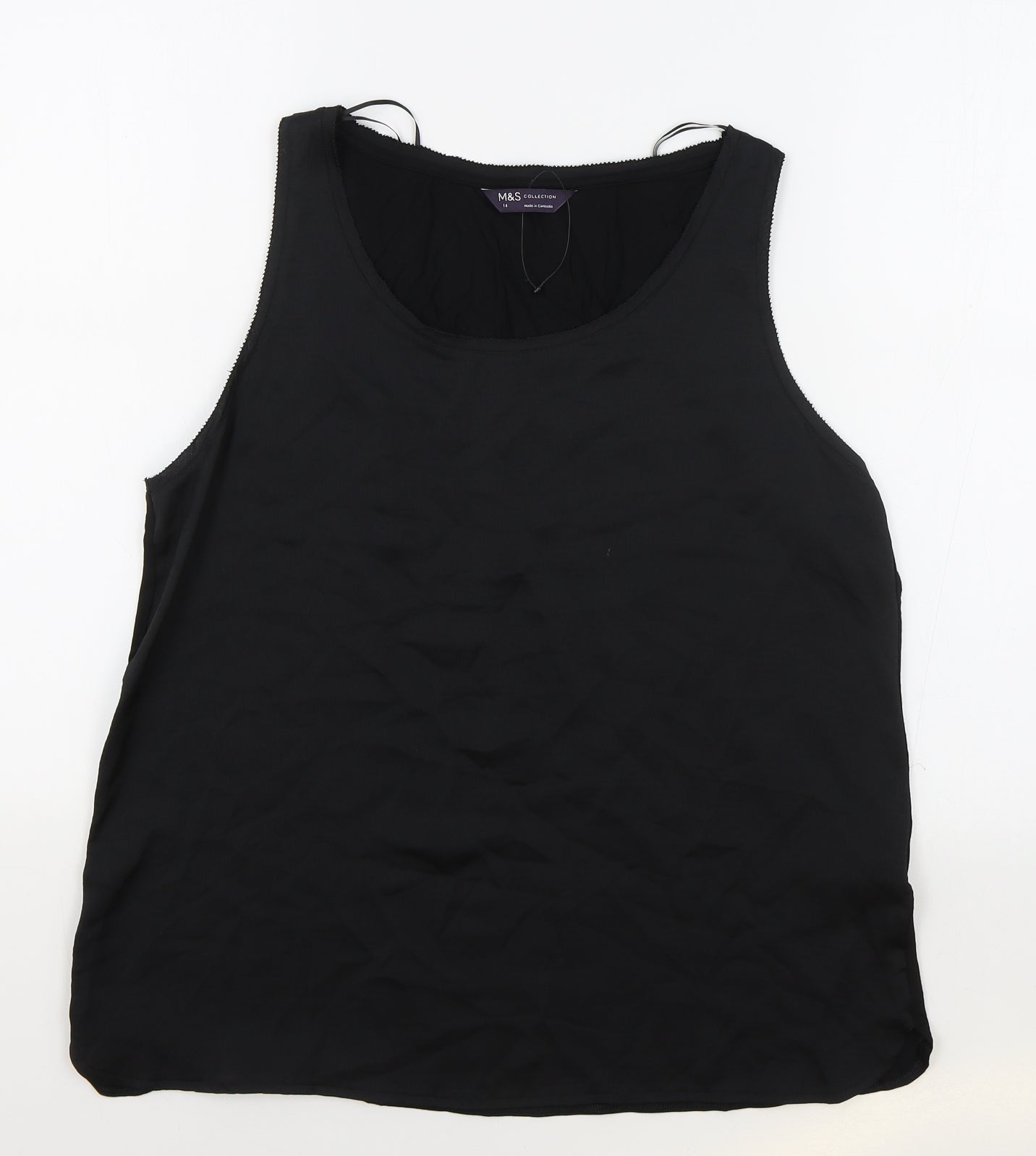 Marks and Spencer Womens Black Polyester Camisole Tank Size 14 Round Neck