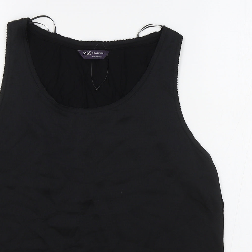 Marks and Spencer Womens Black Polyester Camisole Tank Size 14 Round Neck
