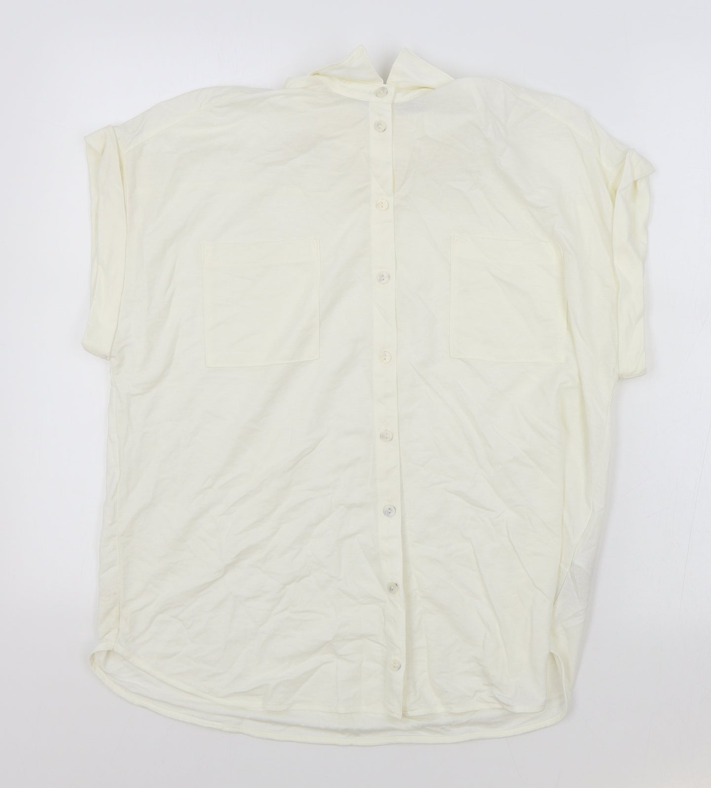 Marks and Spencer Womens Ivory Viscose Basic Button-Up Size 10 Collared